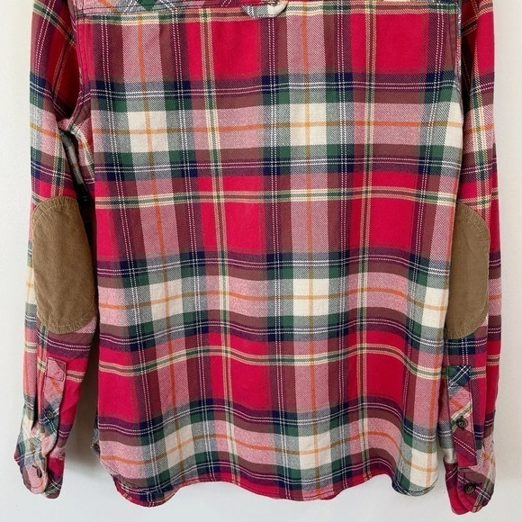 Roots Flannel Button Elbow Patch Cotton Shirt - Picture 13 of 14